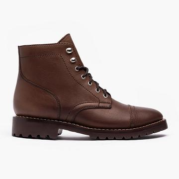 Men's Thursday Captain Leather Boots Whiskey | CA138TCE