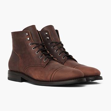 Men's Thursday Captain Leather Chukka Boots Brown | CA49HAP