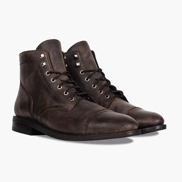 Men's Thursday Captain Leather Classic Lace Up Boots Burgundy | CA79CAL