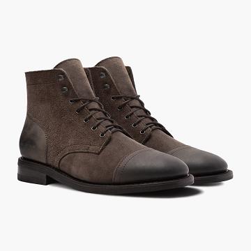 Men's Thursday Captain Leather Classic Rugged & Resilient Boots Olive | CA142QMA