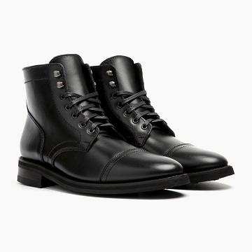 Men's Thursday Captain Leather Lace Up Boots Black | CA75HAP