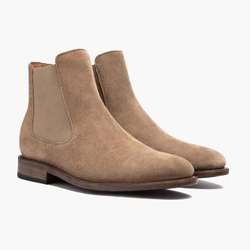 Men's Thursday Cavalier Suede Chelsea Boots Khaki | CA21KOR