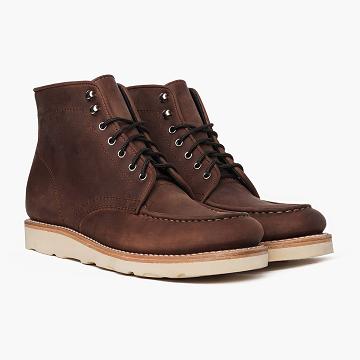 Men's Thursday Diplomat Leather Lace Up Boots Coffee | CA92NWY