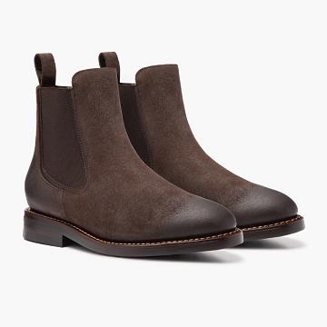 Men's Thursday Duke Suede Chelsea Boots Coffee | CA28AHK