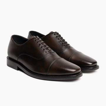 Men's Thursday Executive Leather Classic Dress Shoes Coffee | CA248NWY