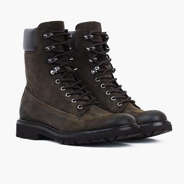 Men's Thursday Explorer Suede Lace Up Boots Olive | CA98LIS