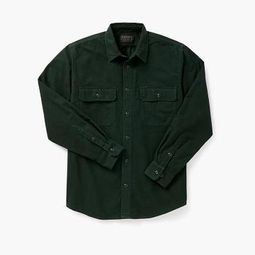 Men's Thursday Field Flannel Cotton Shirts Green | CA282JPQ