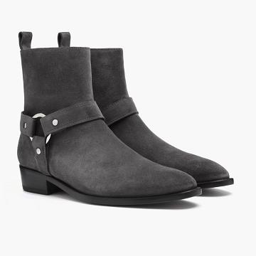 Men's Thursday Harness Suede Chelsea Boots Grey | CA32UZG