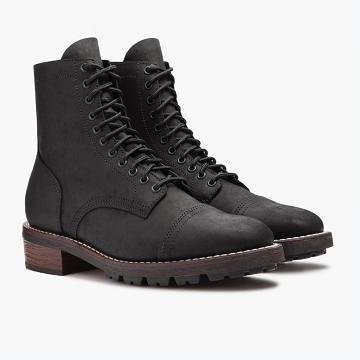 Men's Thursday Logger Leather Boots Black | CA198VRW