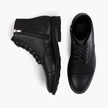 Men's Thursday Major Leather Lace Up Boots Black | CA102GSO