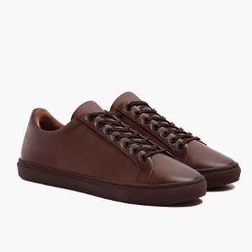 Men's Thursday Premier Low Tops Leather Sneakers Coffee | CA222NWY