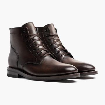 Men's Thursday President Leather Classic Lace Up Boots Coffee | CA111YXF