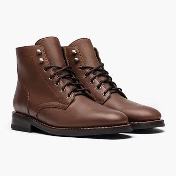 Men's Thursday President Leather Lace Up Boots Brown | CA107PJJ