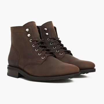 Men's Thursday President Leather Lace Up Boots Coffee | CA108OKI