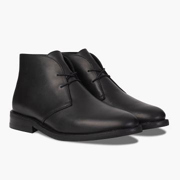 Men's Thursday Scout Leather Chukka Boots Black | CA56OKI