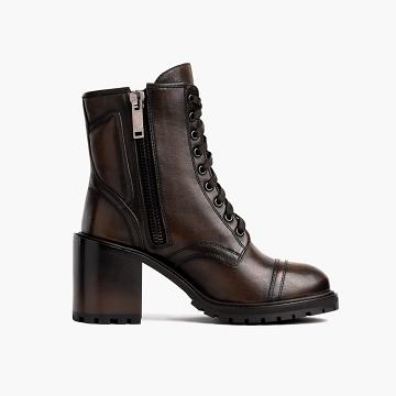 Women's Thursday Boots Rebel Leather High Heels Brown | CA417CAL