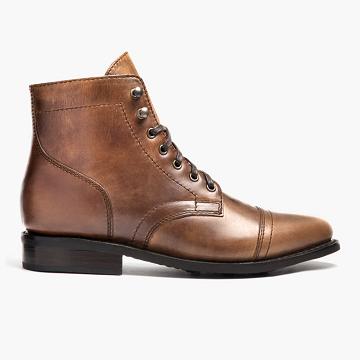 Women's Thursday Captain Leather Rugged & Resilient Lace Up Boots Black / Coffee | CA410LIS